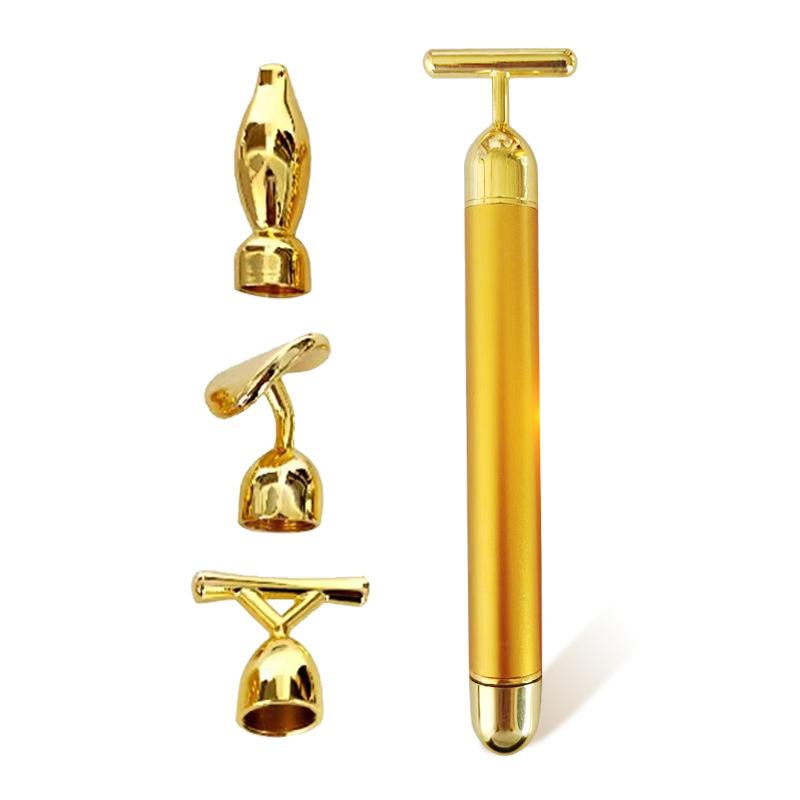 24K Gold Beauty Stick Eye Facial Massage Beauty T-Shaker 24k Electric Gold Stick Beauty Stick