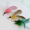 §Spring Teasing Cat Stick Long Pole Cat Teaser Stick Toy Feather Funny Simulation Fishing Rod Bell Squeaky Cat Toy