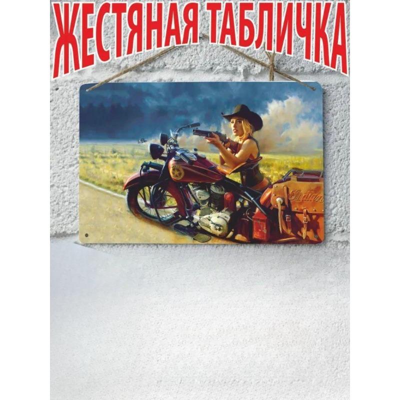 Motorcycle Metal Wall Art 20x30cm, Vintage Bike Decor Plaque