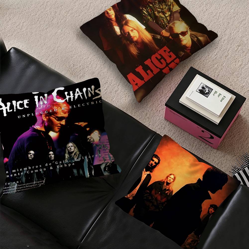 A-Alice in Chains Band Cushion Cover Car Throw Pillow Case For Sofa Car Christmas Gift 40x40cm 45x45cm