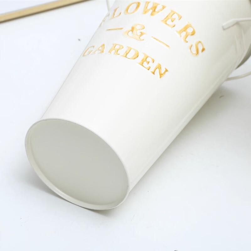 Vintage White Metal Flower Display Bucket