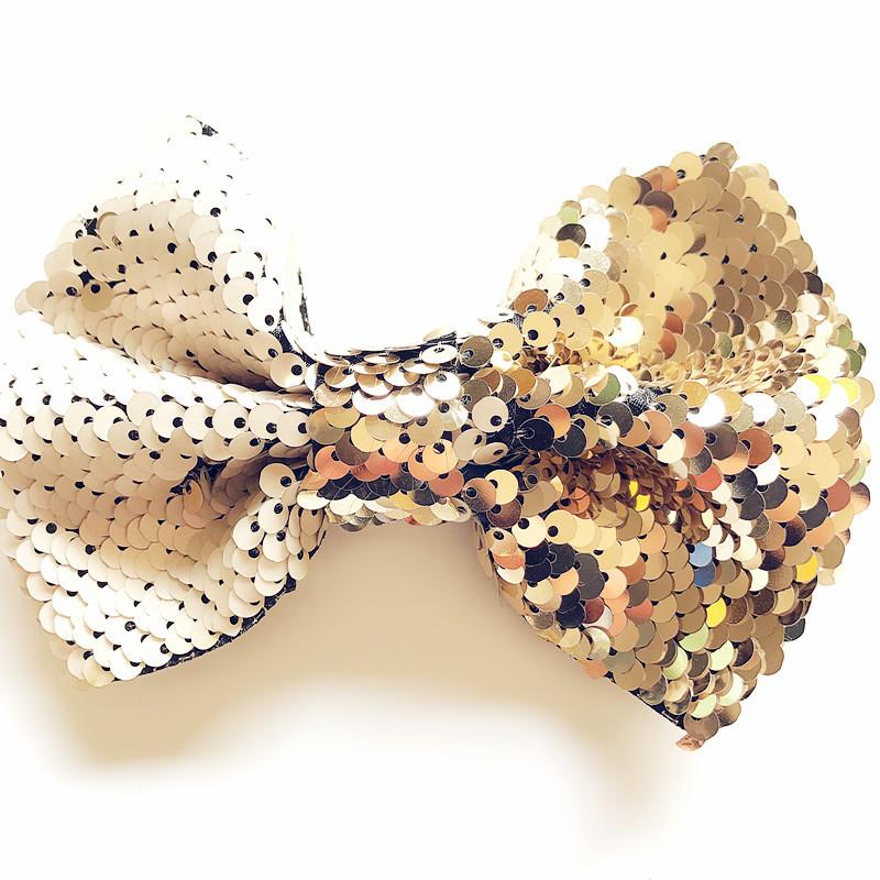 1 PC Big Bow Hair Clip For Girl Colorful Pink Green Sequin Bow Knot Hair Bow With Clip Alloy HairPin Barrettes Hair Accessories