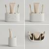 1pc Cat-Themed Three-Hole Self-Draining Toothbrush Holder, Desktop Storage Organizer For Cosmetics, Facial Cleanser