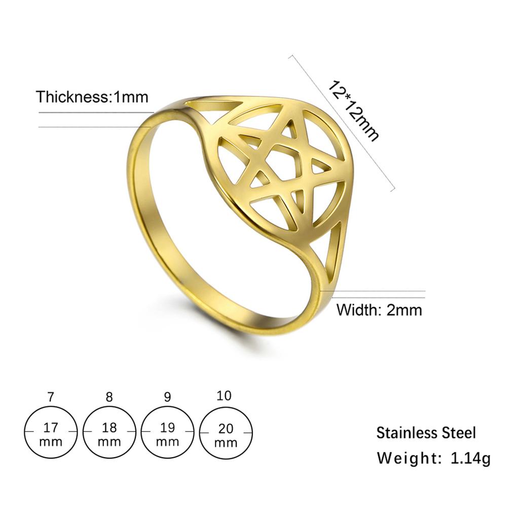  Minimalism Pentagram Rings for Women Stainless Steel Judaism Star of David Ring Amulet Jewelry Anniversary Gift