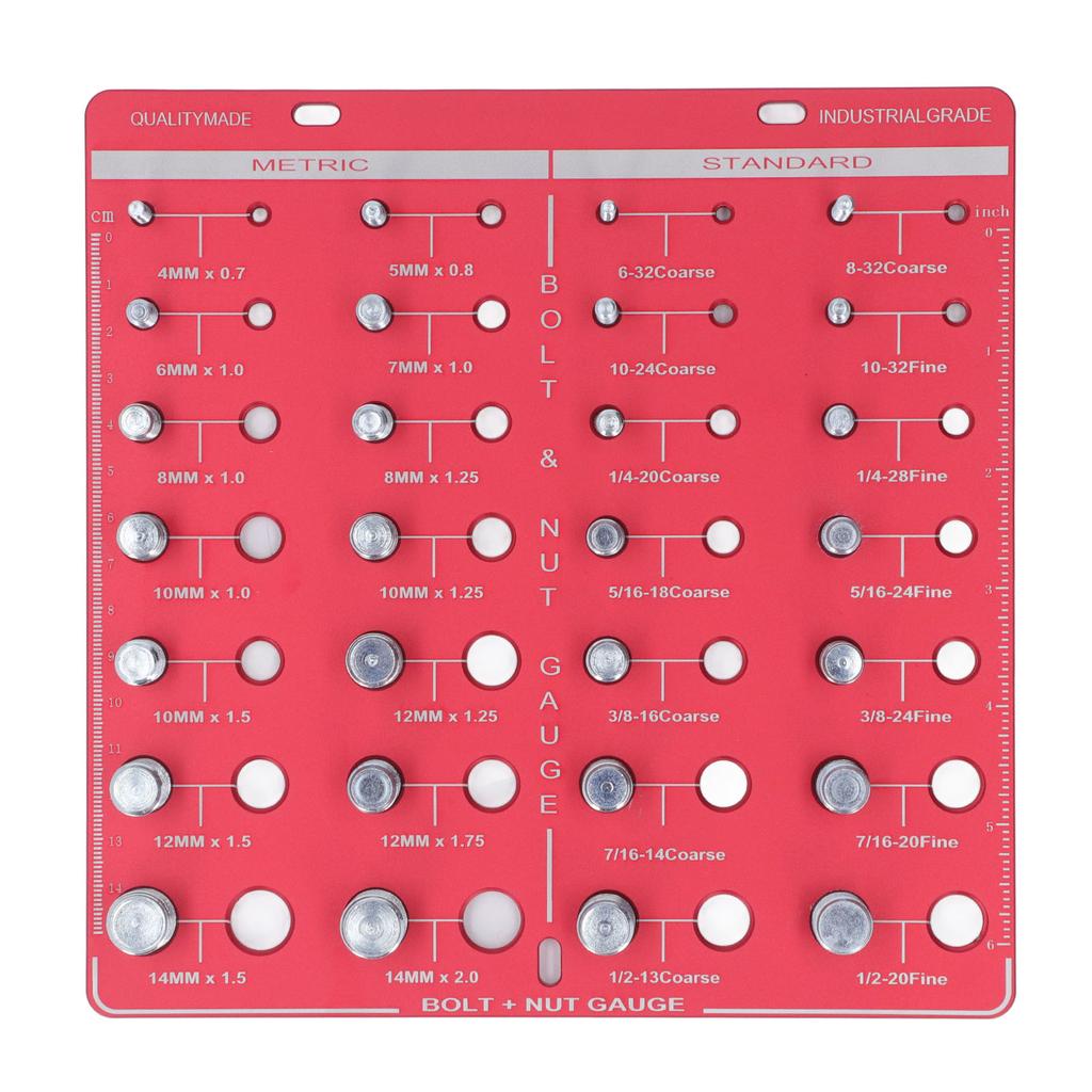 Nut and Bolt Thread Checker 7.9x7.9in Identifier Gauge Aluminium Alloy Easy Operation Accurate Ruler Gauge for Garage