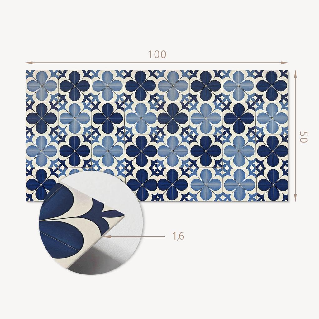 Self-adhesive Vinyl Panel with Print for Bathroom 100x50 Cm Geometric Floral Pattern
