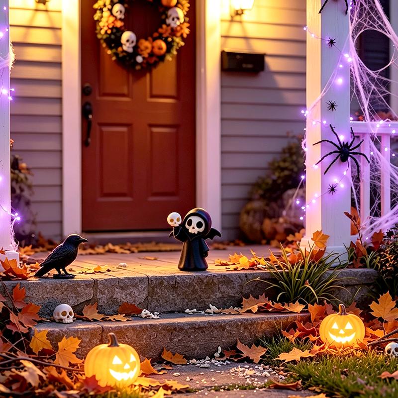 1Pc Halloween Display Desktop Ornaments PLA Fantasy 3D Printed Dark Grim Reaper Creative Holiday Decorations Skull Sculptures