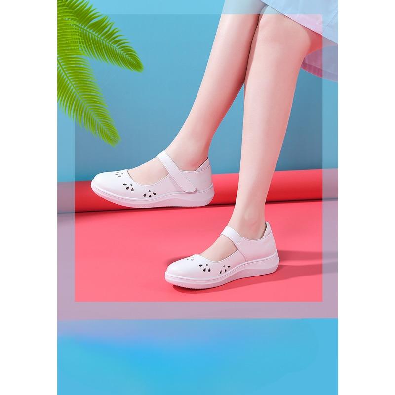 Nurse Shoes for Women Soft-soled Anti-slip Breathable and Perforated Flat Shoes Devotion