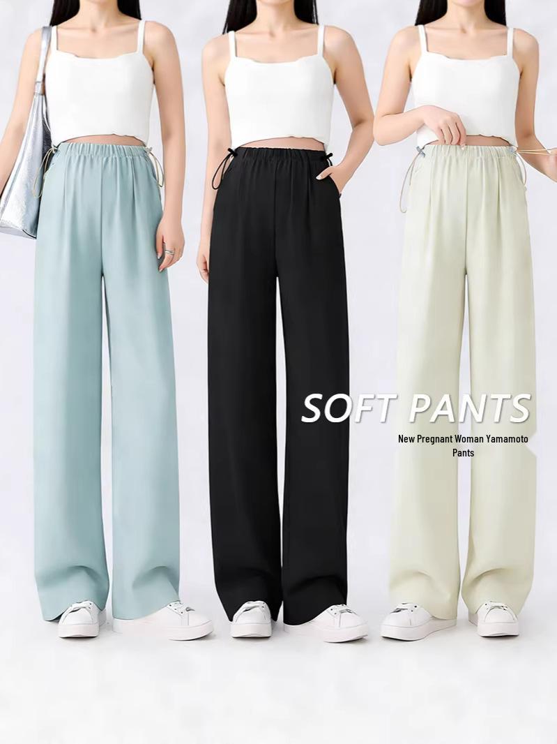 Maternity Wide-Leg Drawstring Summer Pants - Yamamoto Style XL (130-150 lbs)