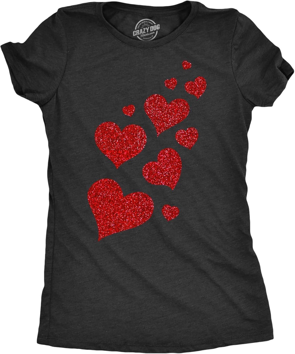 Womens Valentines Shirts Cute Heart T Shirts Funny Valentines Day Tees for Ladies XXXXXL чёрный