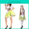 Elegant Beiers Dirndl Kostuum Voor Oktoberfest Met Off-Shoulder Pofmouwen En Bloemenpatroon