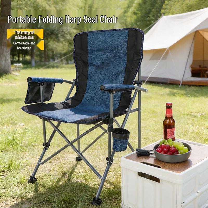 Folding Sea Dog Outdoor Chair with Hard Armrests - Portable Beach, Fishing, and Picnic Seat