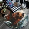 Grizzly Bear Round Area Rug,Carpet Rug for Living Room Bedroom Sofa Playroom Decor,Non-slip Floor Mat