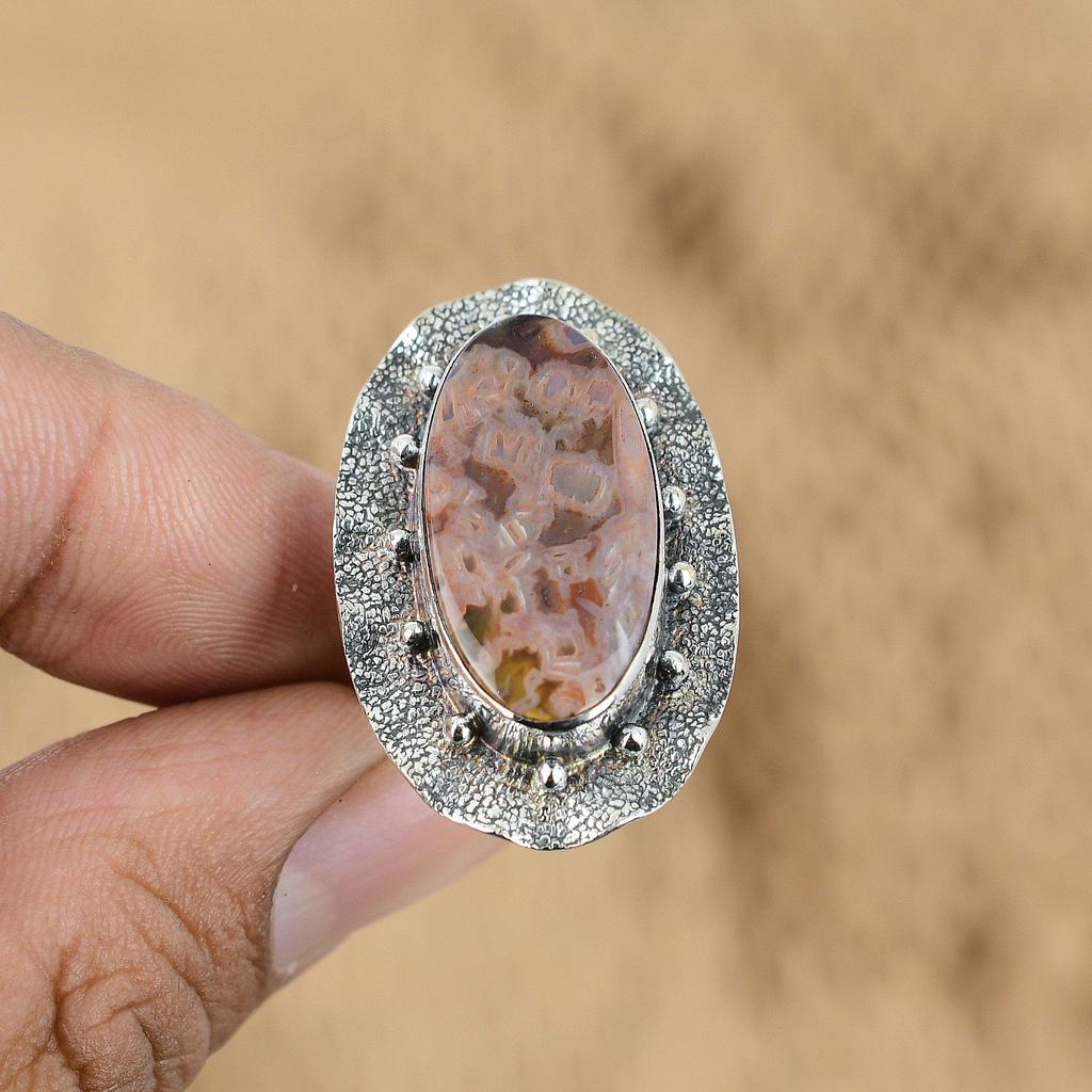 Mothers day Deal 925 Silver Stick Agate Stone Sister Promise Ring Jewelry US 6