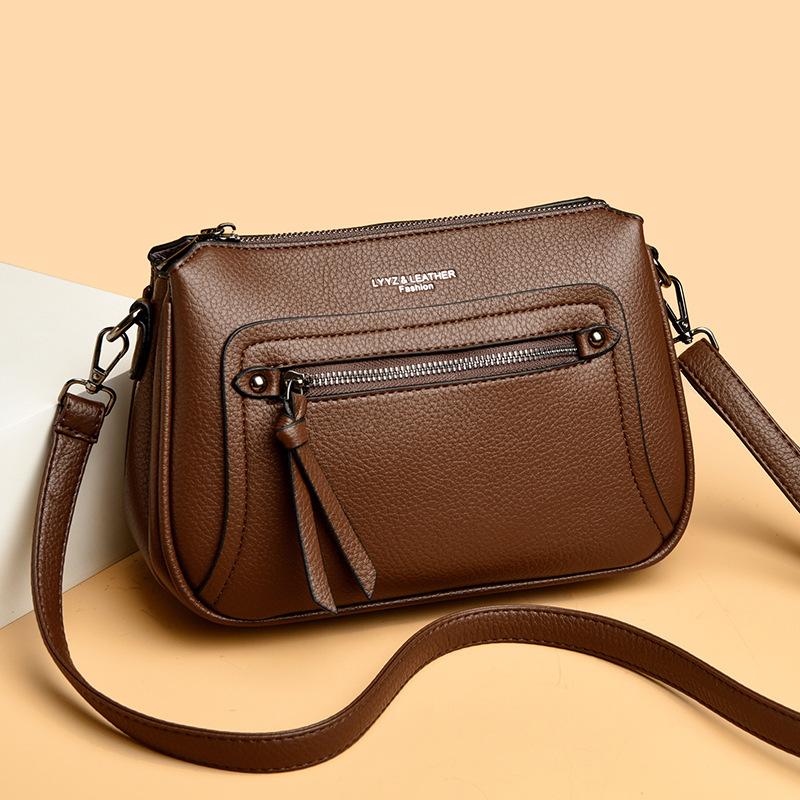 

Женская многослойная сумка кроссбоди, Модная мягкая кожаная сумка большой вместимости на одно плечо, Сумка кроссбоди коричневый