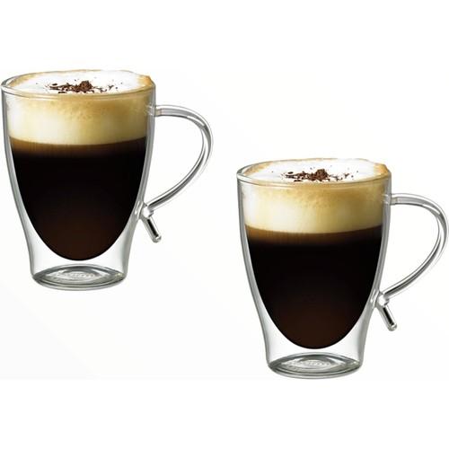 

Набор из 2 кофейных кружек с двойными стеклянными стенками - Безалкогольный напиток - Стакан для презентации десерта 300 мл.