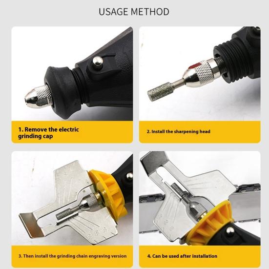 Zubehör für Kettensägenschärfer, verstellbar, einfach zu verwendendes Kettensägen-Schärf-Aufsatz-Set, Heim- und Gartengeräte
