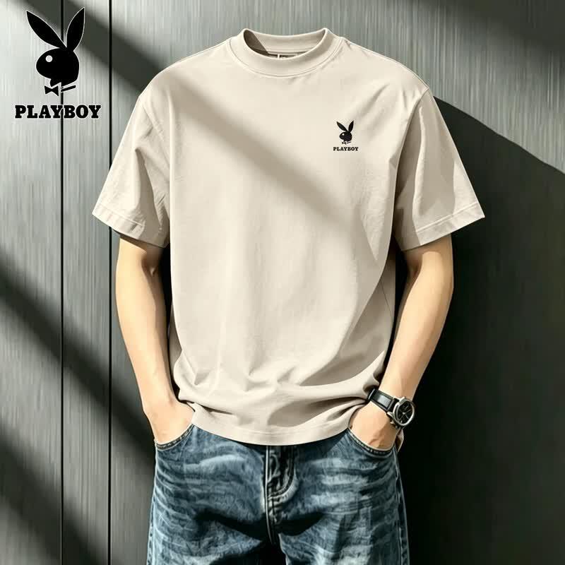 PLAYBOY Men's 2026 Summer Pure Cotton Short Sleeve T-Shirt