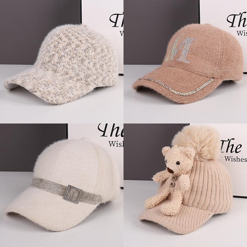 New autumn and winter fashion baseball cap children's embroidery hot diamond fleece thickened winter cap
