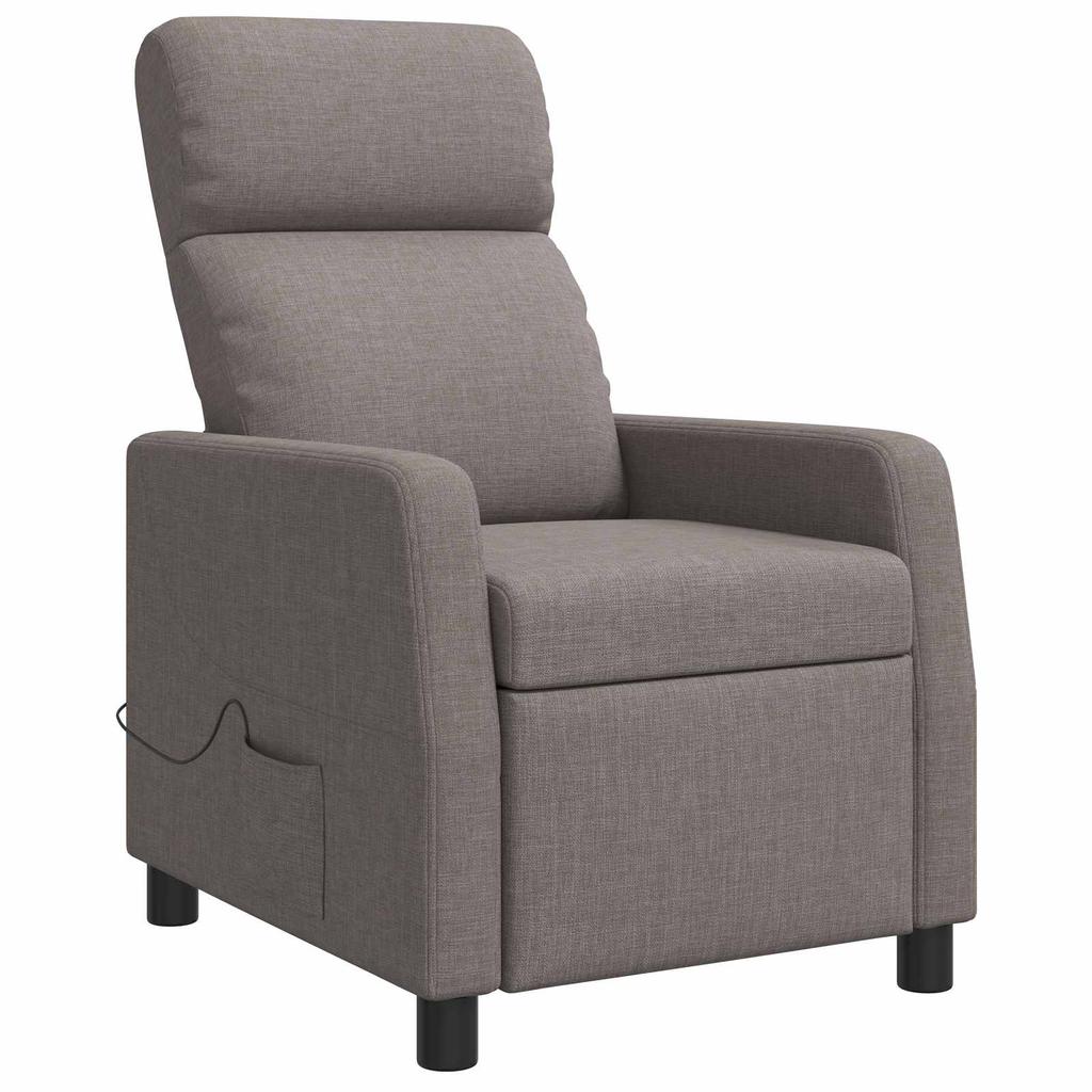 Massage Recliner Taupe Fabric