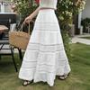 Women Summer Fashion Lace Crochet Patchwork Casual Long Skirts