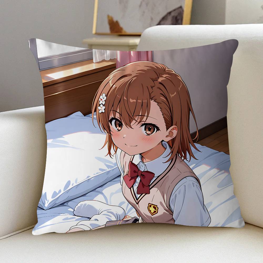 Misaka M-Mikoto Pillow Gift Home Office Decoration Bedroom Sofa Car Cushion Cover Case 45x45