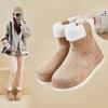 Women's Winter Warm Snow Boots Fuzzy Faux Suede Walking Shoes for Women Casual Anti-Slip Comfortable Chunky Platform Short Booties With Faux Fur Lined