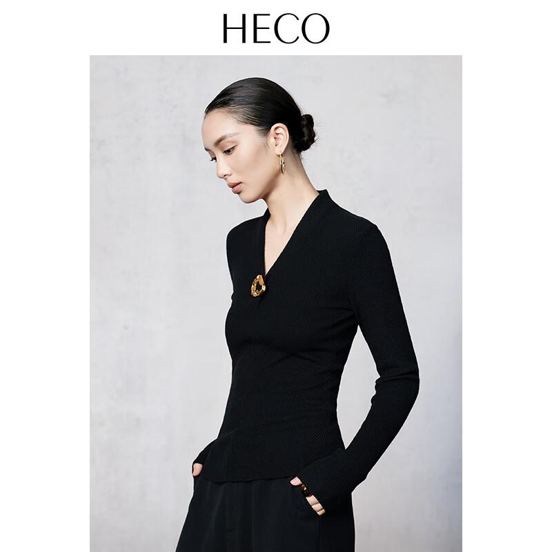 HECO Water Ripple V-Neck Wool Blend Knit Top M 6750₽