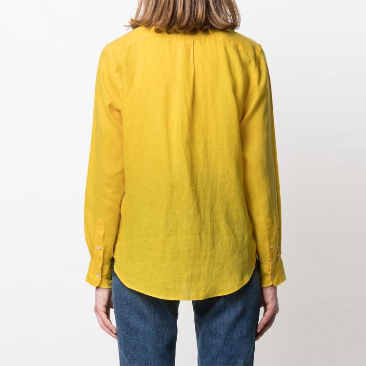 Polo Ralph Lauren Embroidered Logo Pattern Loose Long Sleeve Shirt Women Shirts Yellow 211827658-002