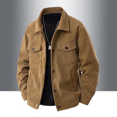 Retro Corduroy Jacket Men's Coat Trendy Handsome Casual Korean Style Lapel Top Autumn Winter Outer Wear