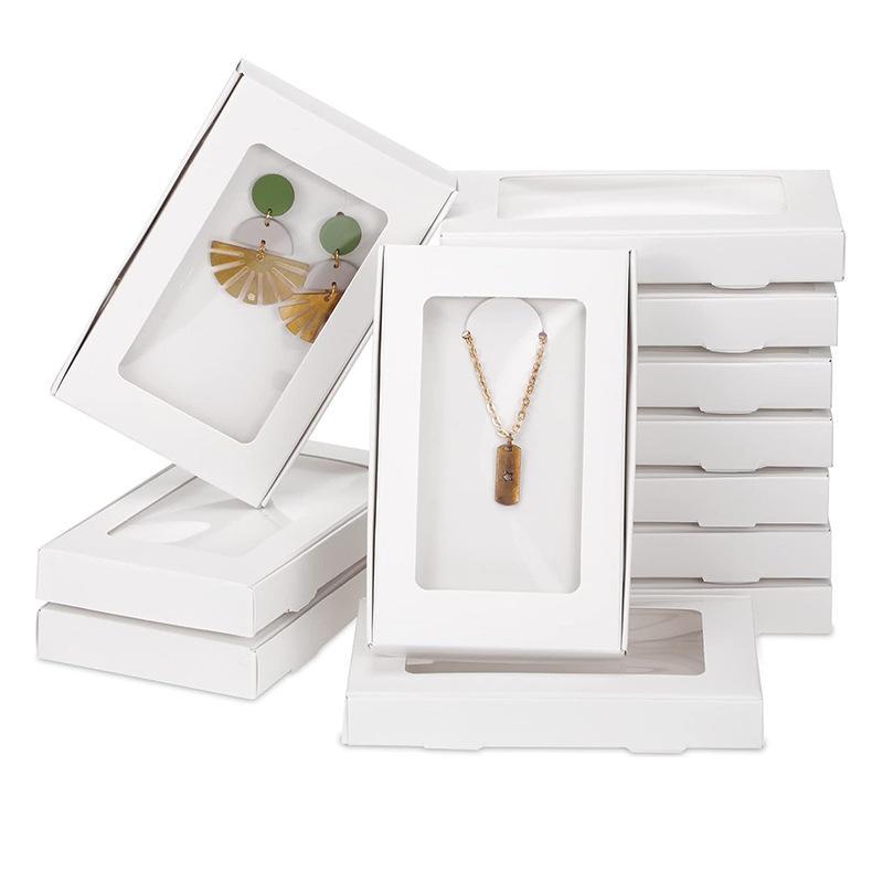 10Pcs Window Folding Paper Box For Kraft Paper Postcard Photo Frame Holiday Greeting Card Candy Biscuit Packing Box