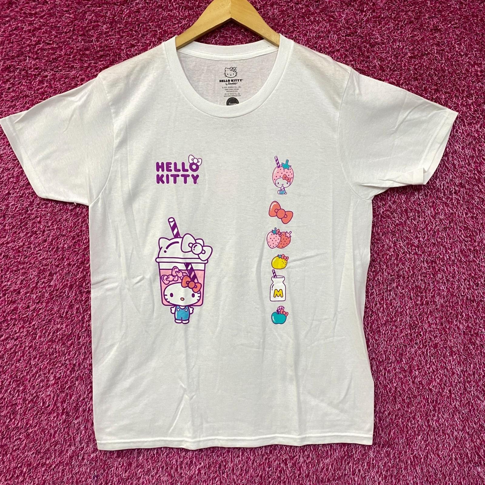 Hello Kitty Молочный клубничный чай с бобами Sanrio Kawaii Футболка L 2XL