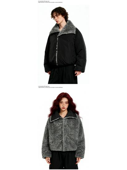 OREETA Faux Lambswool Unisex Jacket - Double-Sided, Warm Cotton Coat for Autumn/Winter with Large Lapel