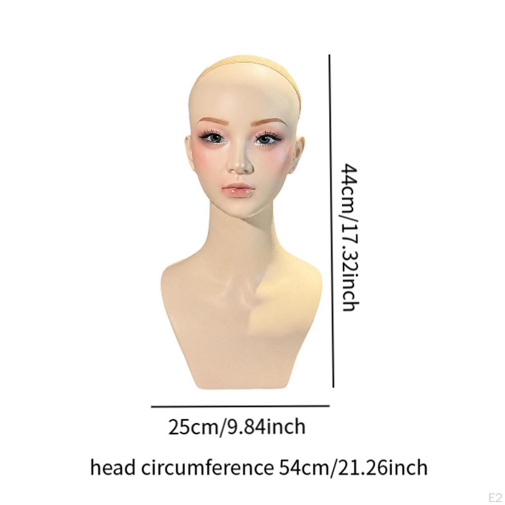 Realistic Mannequin Head Holder Portable Wigged Display Stand PVC for Showcasing Home Stores