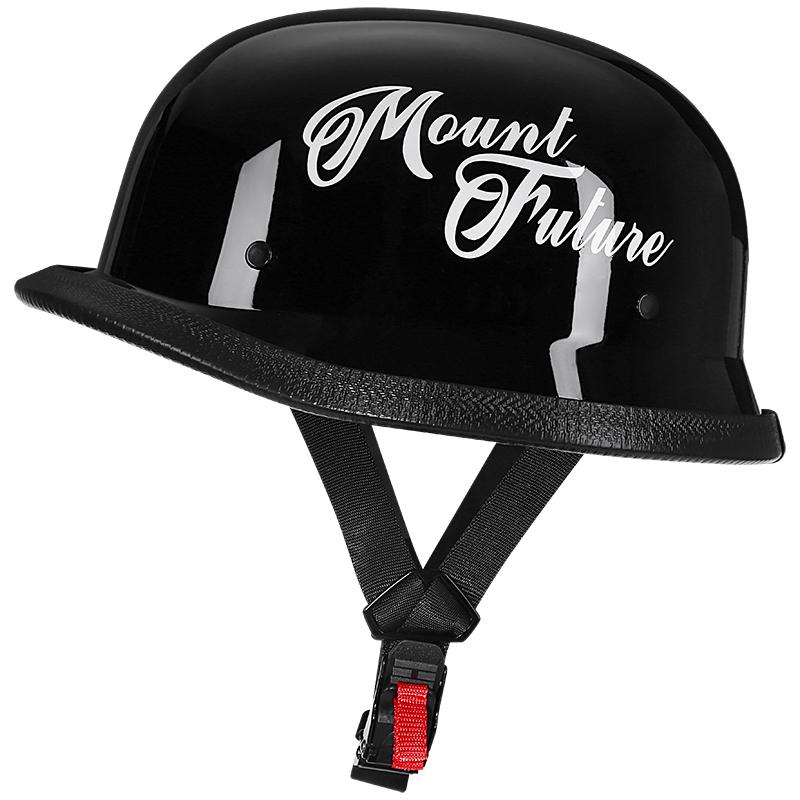 German Retro Half Helmet 108 Bright Black Solid Color Motorcycle Helmet Unisex Four Seasons Universal Pure Color Biker Cap