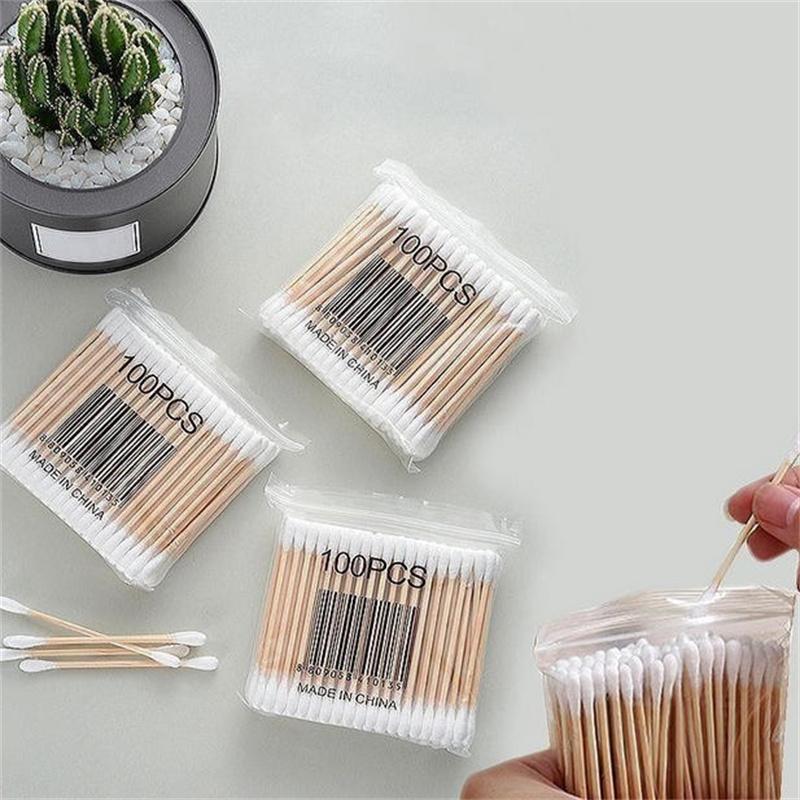 100/200/500pcs Double Head Cotton Swab Women Makeup Cotton Buds Tip For Wood Sticks Nose Ears Cleaning Health Care Tools