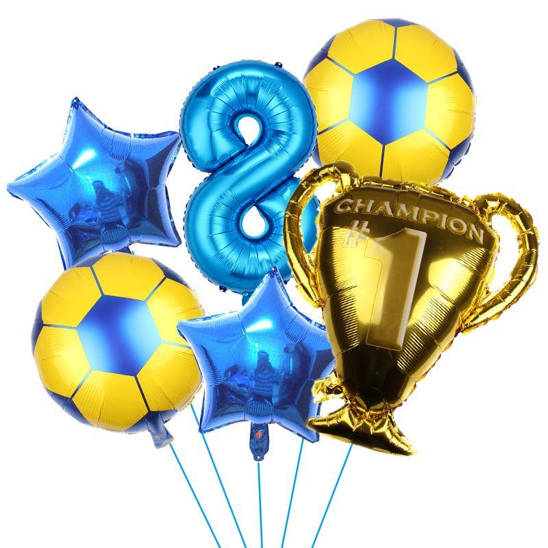 32-inch Digital Football 6-piece Aluminum Film Balloons Set - Birthday Party Gift - World Cup Football Balloons