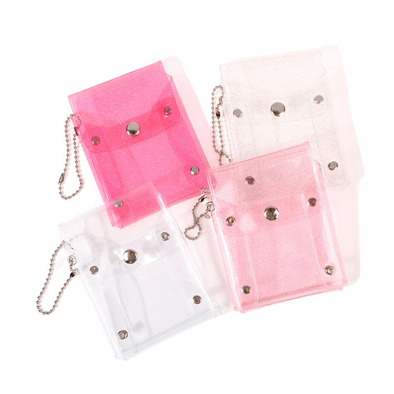 Glitter Transparent Coin Purse Pvc Photo Card Wallet For Girls Clear Mini Hasp Change Pouch Keychain