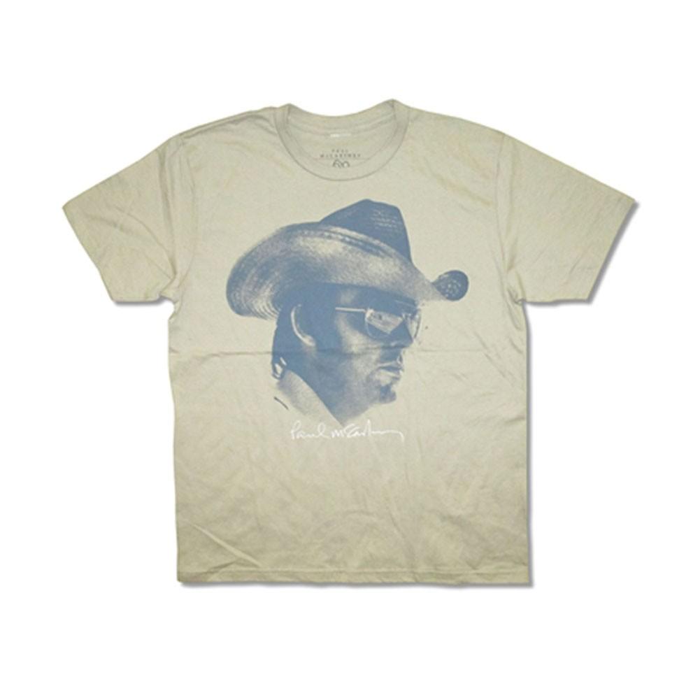 Men s Paul Mccartney Paul McCartney Cowboy Hat T-shirt Small White XXXL
