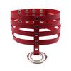 Four Row Rivet PU Leather Choker, Harajuku Punk Circular Ring Street Bar Necklace