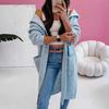 Sweater for Women In Autumn and Winter Solid Color New Loose Hooded Long Pocket Knitted Cardigan Pocket Jacket