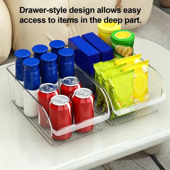 Refrigerator Storage Box, Large Opening Design Transparent Storage Bin, Food-Grade Crisper Box for Kitchen Cabinet Pantry Organization
