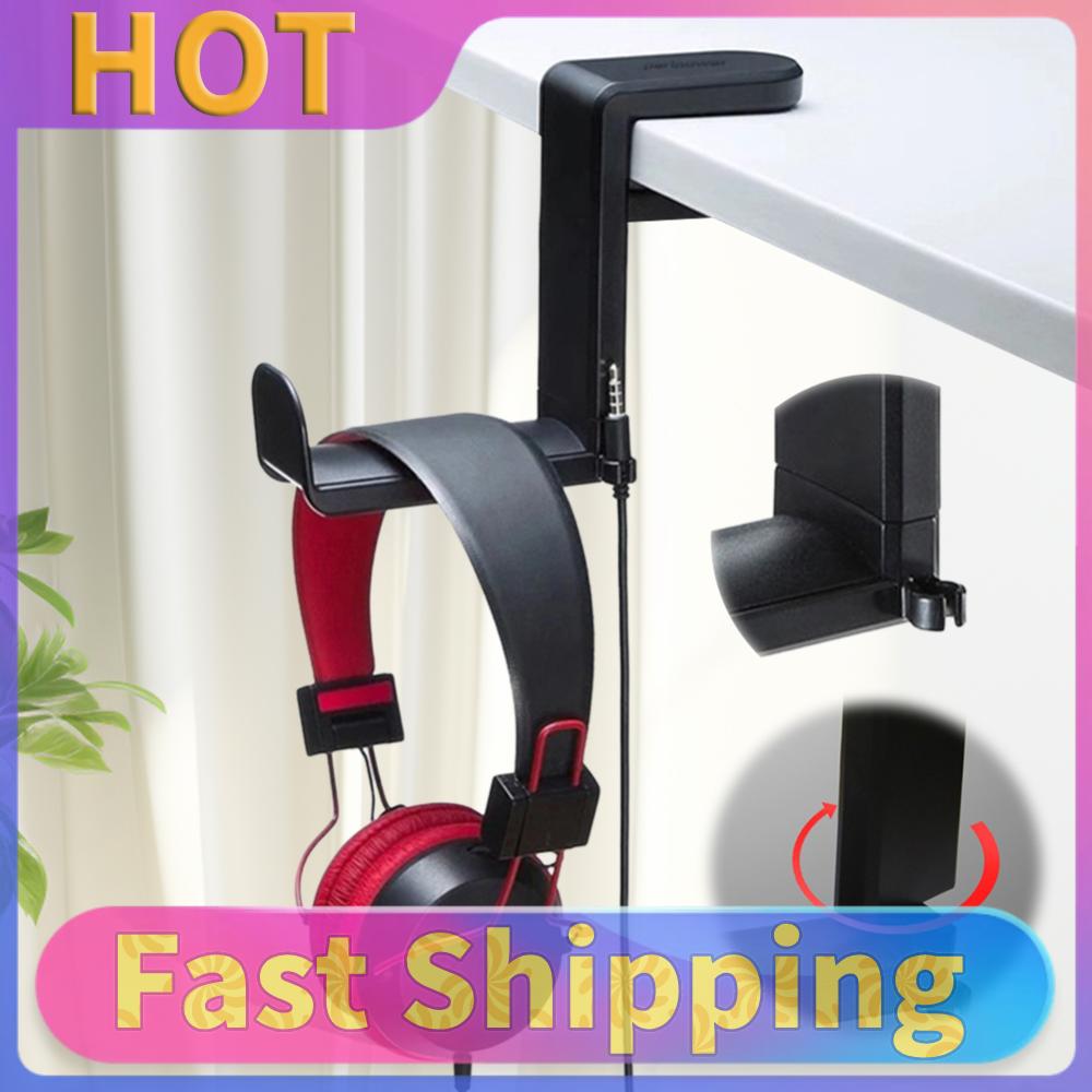 Clamp-On Headphone Holder Desk with 360 Degree Swivel & Cable Clip Organizer Headphone Hook Headphone Hanger Hook for PC Desktop