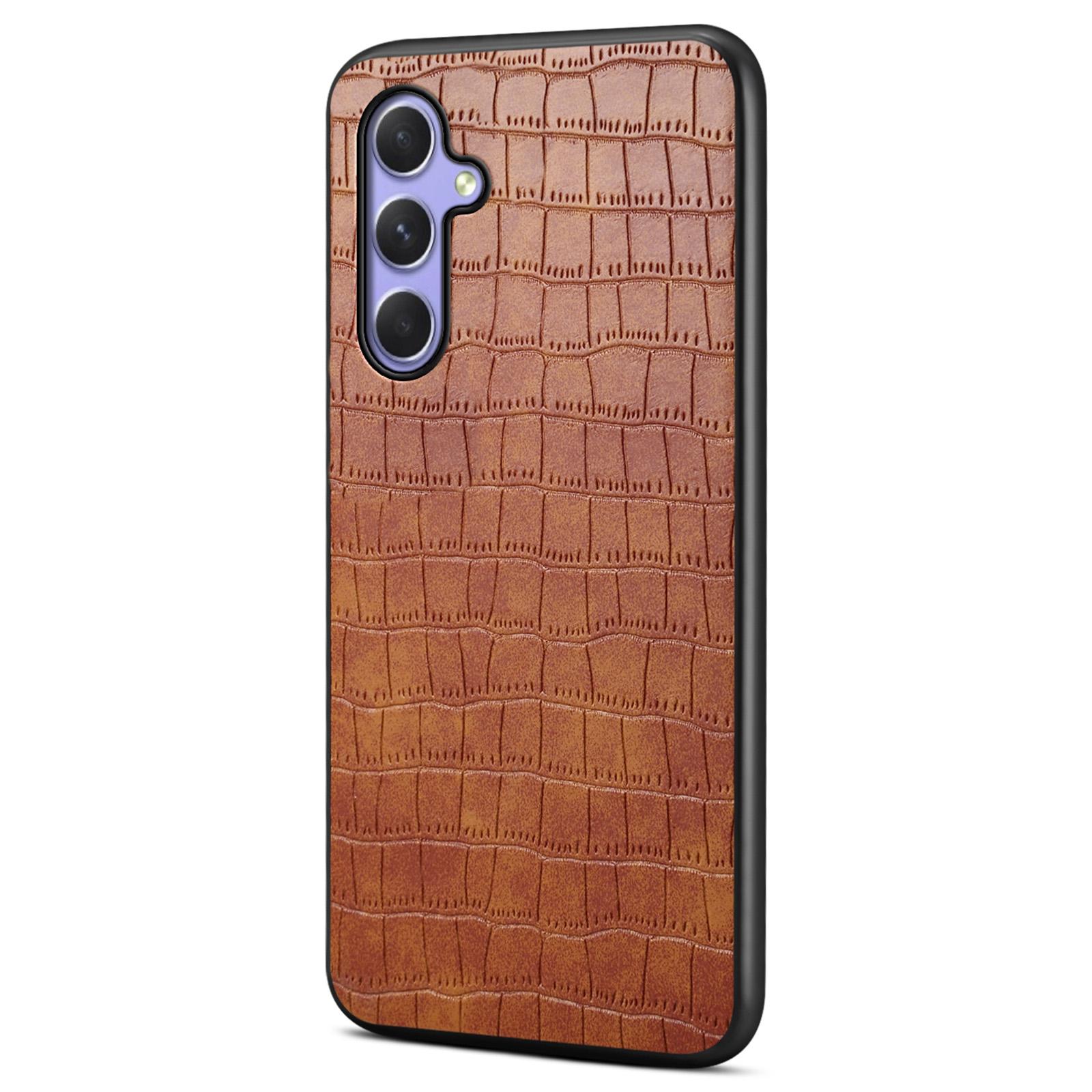 

Чехлы для Samsung Galaxy A54 5G из кожи с текстурой крокодила + ПК + ТПУ Brown
