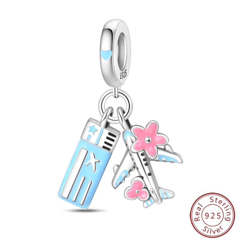 New Copper Fashion Chameleon Blue Whale Guardian Wing Drunk Angel Charms Beads Fit Diy Bracelets Original Jewelry