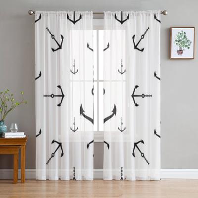 Anker Symbol Muster Tüll Vorhänge Für Wohnzimmer Dekoration Moderne Schleier Chiffon Vorhänge Schlafzimmer Sheer Voile