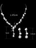 Set de 4 piezas de joyería para novia, collar de perlas y pedrería, pendientes, pulseras, accesorios para vestido de cena