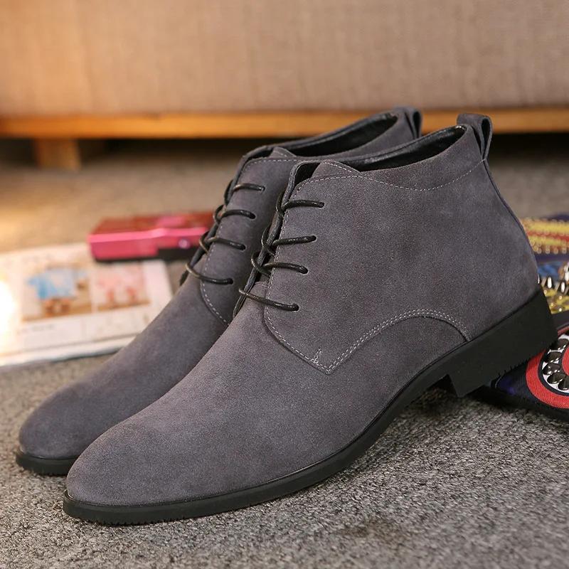 Men Boots Genuine Leather Ankle Boots Breathable Men Leather Boots High Top Shoes Outdoor Casual Men Winter Warm Shoes tyh7