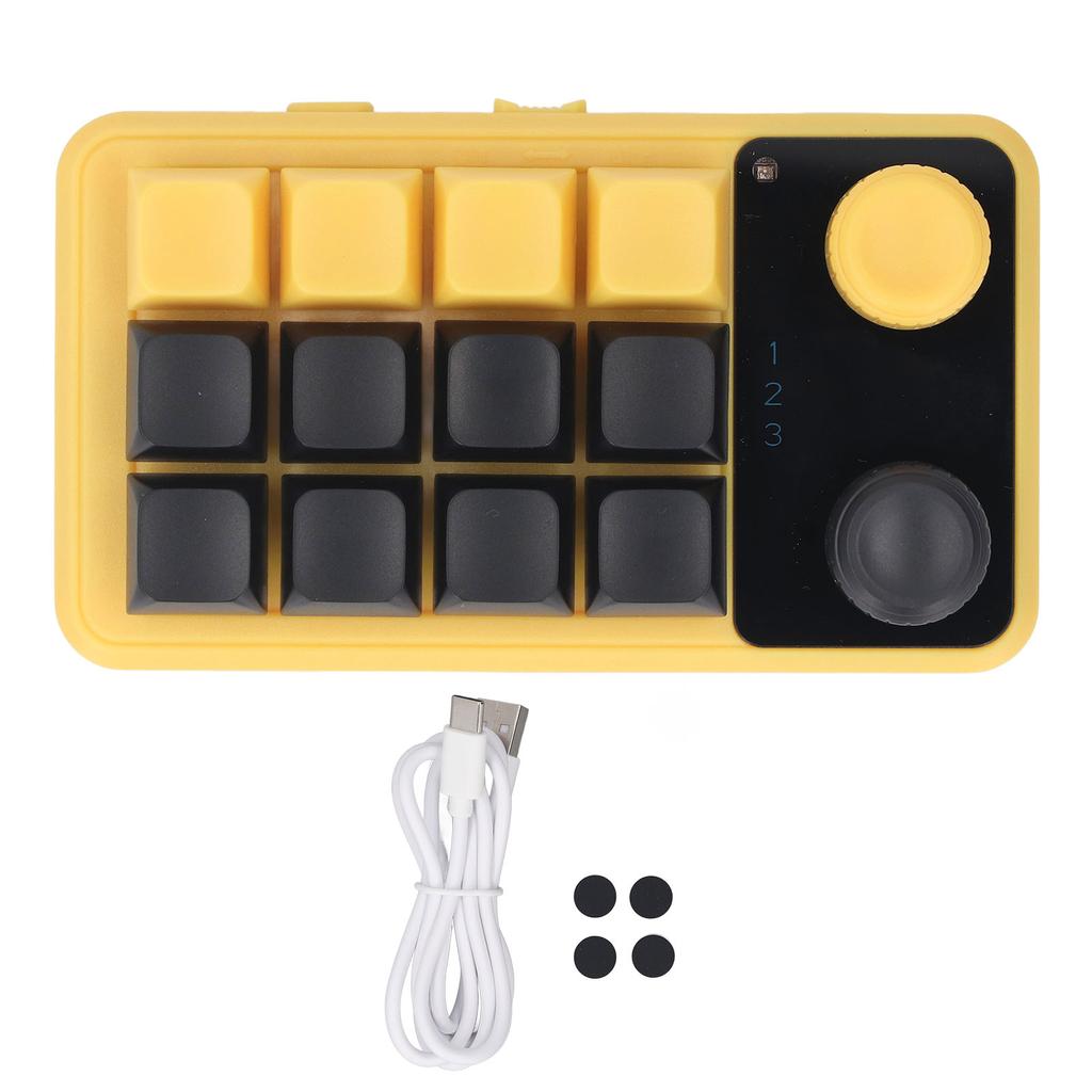 One Handed Programmable Mechanical Keyboard 12 Keys Dual Knob Red Switch RGB Programmable Keypad