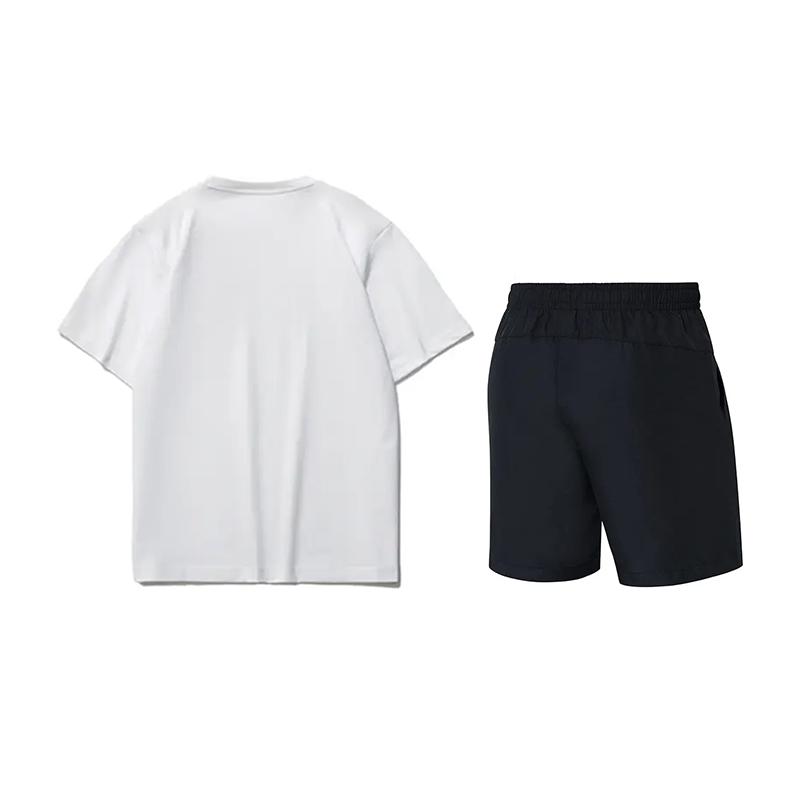 Li-Ning Cartoon Print Round Neck Short Sleeve T-Shirt Quick Dry Loose Fit Shorts Casual Sports Set Unisex Sets AHSUA23-1+YKST119-1